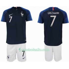 Camisolas de Futebol França GRIEZMANN 7 2 star Criança Equipamento Principal Copa do Mundo 2018 Manga Curta